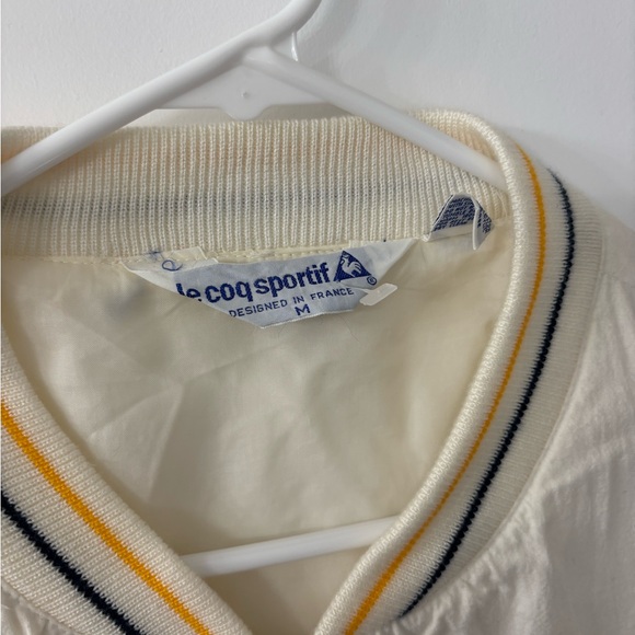 Le Coq Sportif Cream Bomber Jacket with Stripes - Picture 5 of 8